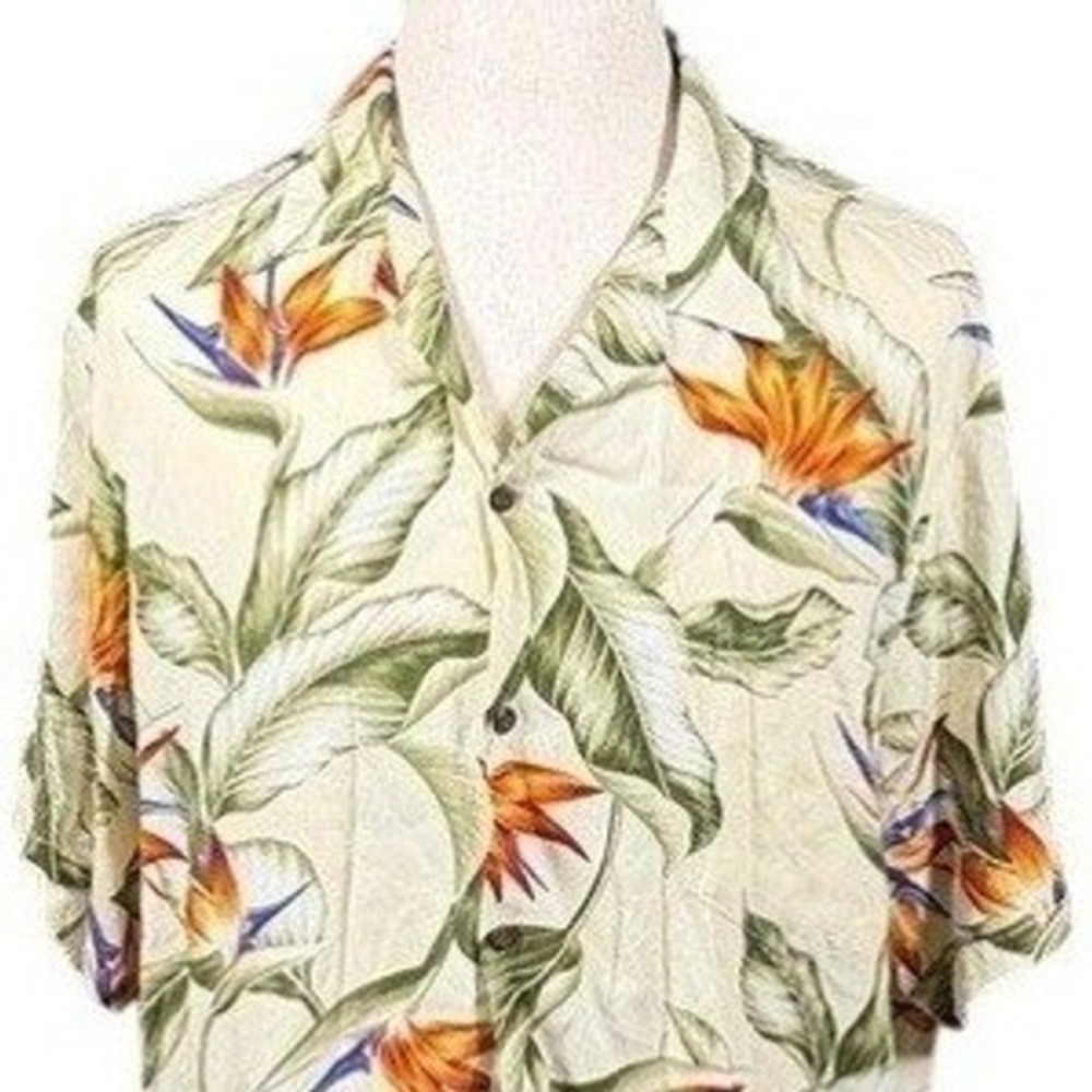 Hawaiian Reserve Collection Mens XL Bird of Paradise Floral Rayon‎ Aloha Shirt